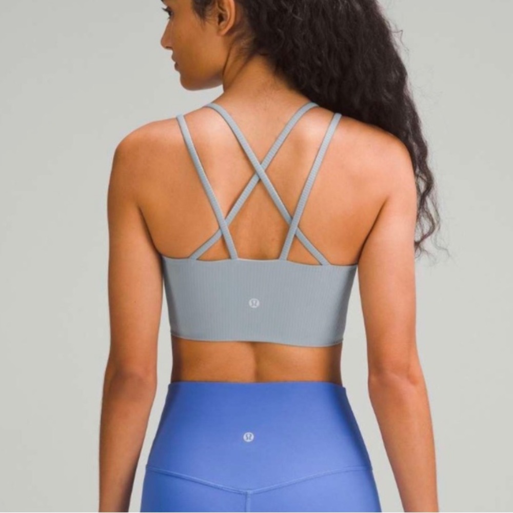 lululemon athletica Gray Ribbed Strappy Sports Bra